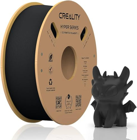 Official Creality Hyper PLA Filament 1.75mm, High Speed PLA 30-600mm/s 3D Printer Filament PLA, Dimensional Accuracy +/-0.02mm, Fit Most FDM 3D Printers，1KG(2.2lbs) Spool Black Creality