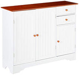 Kings Brand FURNITURE White / Walnut Finish Wood Kitchen Storage Buffet Cabinet Kings Brand Furniture