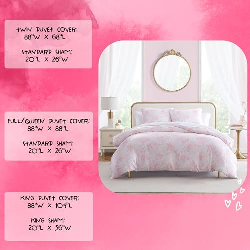 Betsey Johnson - Queen Duvet Cover Set, Silky Smooth Bedding with Shiny Satin Weave & Internal Corner Ties, 3 Piece Bed Set with Matching Pillowcases (Butterfly Garden Pink) Betsey Johnson