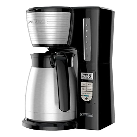 BLACK+DECKER 12-Cup Thermal Programmable Coffee maker, Brew Strength Selector, Auto-clean, Black and Silver BLACK+DECKER
