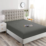 Ghooss Full Size Fitted Sheet Soft,Single Fitted Deep Pocket Sheet,Wrinkle,Fade and Stain Resistant,1 Pack,Dark Gray Ghooss