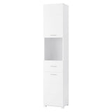 FOTOSOK 71" Elegant White Storage Cabinet with 6-Tier Display Shelf and Doors FOTOSOK