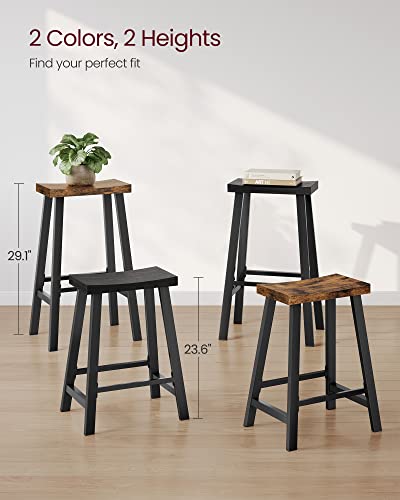 VASAGLE Bar Stools Set of 2, Counter Height Stools, Bar Chairs with Footrest, 29.1 Inches Tall Kitchen Breakfast Stools, Industrial, Living Room Party Room, Rustic Brown ULBC094B01 VASAGLE
