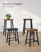 VASAGLE Bar Stools Set of 2, Counter Height Stools, Bar Chairs with Footrest, 29.1 Inches Tall Kitchen Breakfast Stools, Industrial, Living Room Party Room, Rustic Brown ULBC094B01 VASAGLE