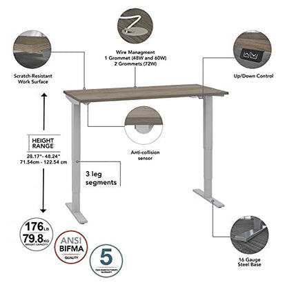 Bush Business Furniture Move 40 Electric Ergonomic Sit-Stand Computer Table for Home and Professional Office, 72W x 30D, Platinum Gray - WoodArtSupply