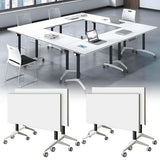 MOFGOE Modular Meeting Table, Folding Conference Table Modern with Locking Wheels, Portable Meeting Table with Flip Top, 330lbs Capacity, for Office Classroom Events,4 Pack,63 * 24 * 30in MOFGOE