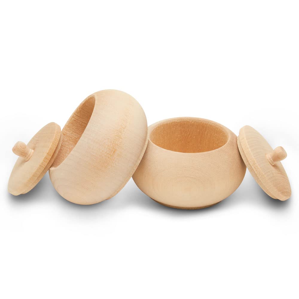 Woodpeckers Vanity Wood Trinket Box 1-1/4-inch x 2-1/4-inch, Pack of 3 Unfinished Wooden Boxes, DIY Box Wood Storage for Play Woodpeckers