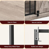 MAHNACRIS 31.5" Farmhouse Dog Crate Furniture with Barn Door, Heavy Duty Dog Kennel for Small Medium Dogs, Wooden Dog Cage End Table, Decorative Pet House, Chew Resistant, Greige DCHG8001 MAHANCRIS