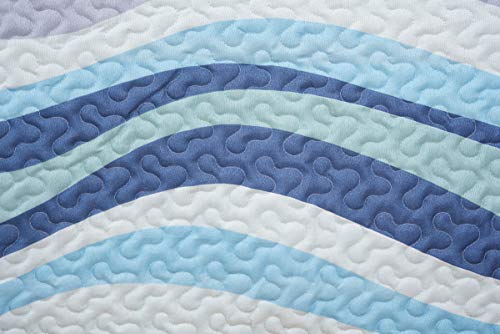 C&F Home Sea Waves Seawaves Blue Ocean Coastal Theme Twin Bed 2-Piece Beach Reversible Coverlet Lightweight Quilt Set with 1 Sham Reversible Bedding Coverlet Comforter Nautical Bedding Set Twin 2 C&F Home