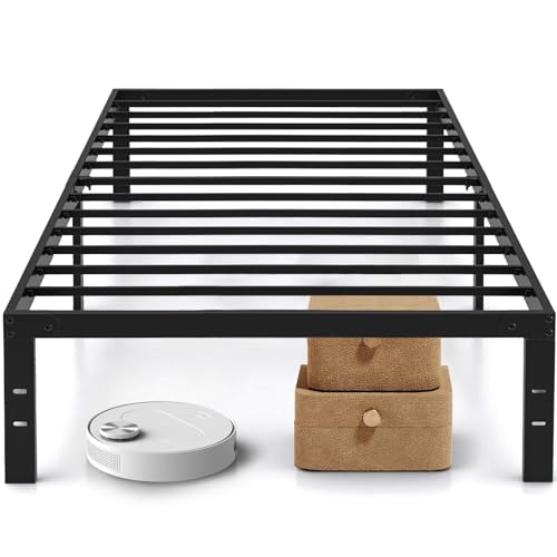 Twin Size Bed Frame, 14 Inch Metal Platform Bed Frames with Heavy Duty Steel Slat Support, No Box Spring Needed, Easy Assembly, Under Bed Storage SageNest