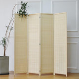 Furnnylane 4 Panel Bamboo Room Divider and Folding Panel Screen,Bamboo Panel Divider for Room Separation,Beige,67" H x 61.4" W Furnnylane