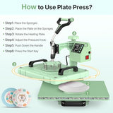 Slendor 5 in 1 Heat Press Machine 12x15 inch Sublimation Heat Press 360° Swing Away Heat Transfer Digital T-Shirt Pressing with 30OZ 20OZ Tumbler Press, Multifunction Combo for Hat Cap Plate Slendor