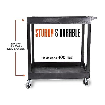 Stand Steady Original Tubstr 2 Shelf Utility Cart/Service Cart Supports up to 400 lbs. - Heavy-Duty Storage Cart for Garage, Warehouse, Kitchens, - WoodArtSupply