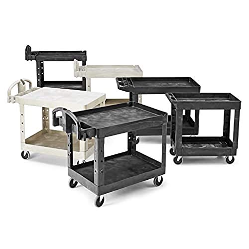 Rubbermaid Commercial Products 2-Shelf Utility/Service Cart, Medium, Lipped Shelves, Storage Handle, 500 lbs. Capacity, for Rubbermaid Commercial Products