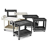 Rubbermaid Commercial Products 2-Shelf Utility/Service Cart, Medium, Lipped Shelves, Storage Handle, 500 lbs. Capacity, for Rubbermaid Commercial Products