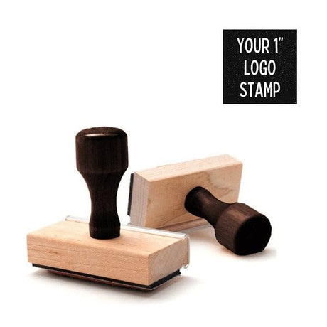 Personalized Rubber Hand Stamp, Wood Handle with Custom Logo | Multiple Size Options Available | Upload Your Own Logo (1"x1") 904 Custom
