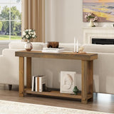 HOKYHOKY Solid Wood Console Table for Entryway, 54.3" Farmhouse Entryway Tables with Thickened Tabletop and Legs Rustic Narrow Skinny Behind Couch Long Sofa Table for Living Room, Hallway, Foyer HOKYHOKY