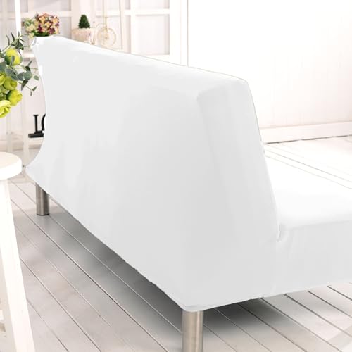 ele ELEOPTION White Armless Sofa Bed Cover Stretch Slipcover Folding Couch Cover Futon Covers Full Size Furniture Protector ele ELEOPTION