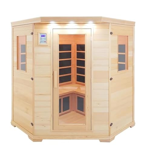 Saferwholesale 3-4 Person Corner FAR Infrared Sauna Canadian Hemlock - Maui Saferwholesale