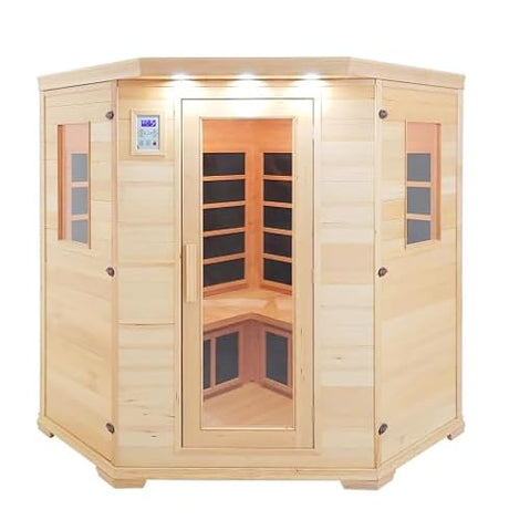 Saferwholesale 3-4 Person Corner FAR Infrared Sauna Canadian Hemlock - Maui Saferwholesale