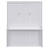 FAVSH Queen Size Murphy Bed with Shelf, Modern Solid Pine Wood Wall Bed, Space-Saving Hidden Bed,Fold-The-Way Bed for Bedroom,No Box Spring Needed,White FAVSH