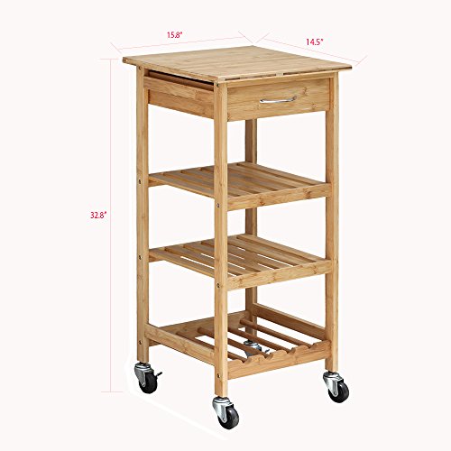 Oceanstar Design Group Bamboo Kitchen Trolley, Natural - WoodArtSupply