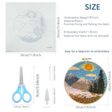 Zhenqing Mountain Sunrise Embroidery Kit - 29x29cm Printed Fabric, Hoop & Full Tools for Beginners(S-CX0636)