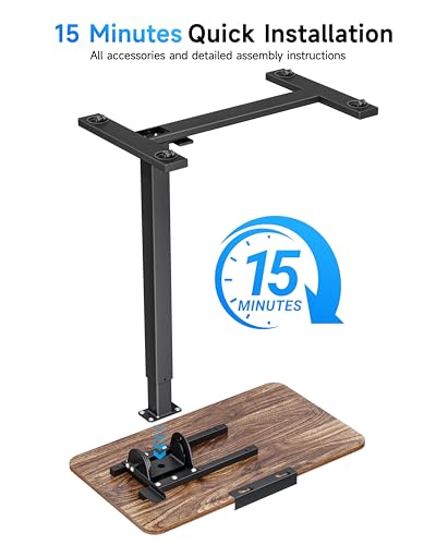 BIZUM Mobile Standing Desk Laptop Desk Pneumatic with Wheels 180° Tilt Top Hospital Bed Table Portable Rolling Cart Foldable Bedside Table for Hospital&Home Use, Walnut BIZUM