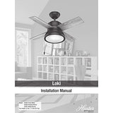 Hunter Fan Company 59387 Hunter 36" Loki LED Light Ceiling Fan, Noble Bronze Finish Hunter