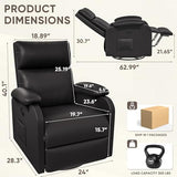 Homall Recliner Chair, 360 Swivel Rocking Chair for Adults, Massage Nursery Chair with Adjustable Backrest and Footrest, PU Leather Glider Rocker Recliners with Side Pocket for Living Room (Black) Homall
