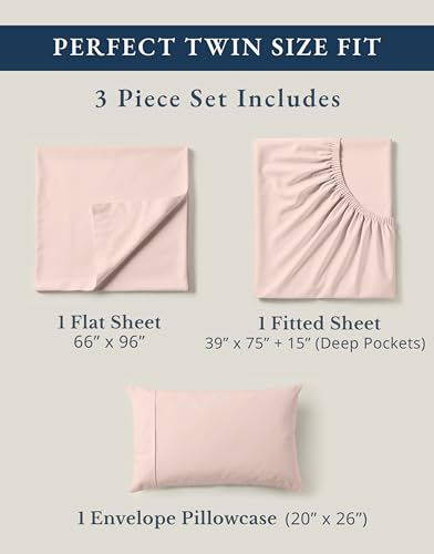 LANE LINEN Eco Friendly 100% Organic Cotton Twin Sheet Set, Hotel Quality Premium Bedding Sheets & Pillowcases Set Twin Size, Soft & Comfy Percale Sheets, Machine Wash Bed Sheets- Sepia Rose LANE LINEN
