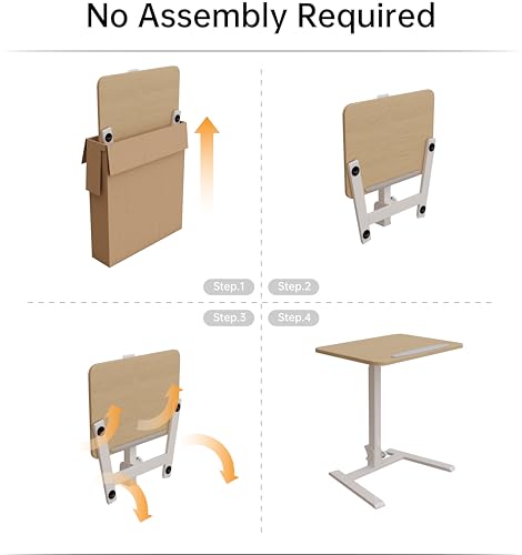alawooder 25 Inch Mobile Folding Desk - No Assembly Pneumatic Sit-Stand Desk, 29-42" Height Adjustable Rolling Laptop Desk with Hidden Wheels, 0-90° Tilt Top for Home Office, Craft & Study alawooder