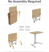alawooder 25 Inch Mobile Folding Desk - No Assembly Pneumatic Sit-Stand Desk, 29-42" Height Adjustable Rolling Laptop Desk with Hidden Wheels, 0-90° Tilt Top for Home Office, Craft & Study alawooder