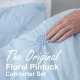 Swift Home Twin/Twin XL Baby Blue Comforter Set - Ruched 3D Floral Pintuck Bedding Set - 2 Pieces Bed Linen, 1 Comforter and 1 Pillow Sham Swift Home