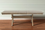 Roundhill Furniture Raven Wood Trestle Extendable Dining Table with Leaf, Glazed Pine Brown Roundhill Furniture