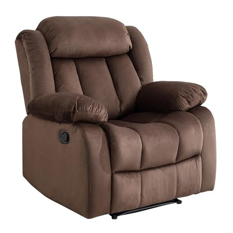 EBELLO Manual Recliner Chair, Classic and Fabric Recliner Sofa with Overstuffed Arms and Back for Living Room, Bedroom, Brown EBELLO