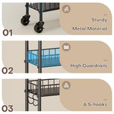 Qiaoxuan 6 Tier Slim Storage Cart with Wheels, Metal Mobile Shelving Unit Organizer Utility Cart for Office Bathroom Kitchen Laundry Room Narrow Places (6inches) Qiaoxuan