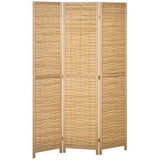 HOMCOM 3 Panel Room Divider, 5.5' Tall Bamboo Portable Folding Privacy Screens, Hand-Woven Double Side Partition Wall Dividers for Home Office, Natural HOMCOM