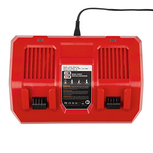 Dual Battery Charger Replace for M18 Milwaukee 6A Rapid Lithium Charger to Charge 14.4V-18V XC Lithium-ion Battery 48-59-1890 48-59-1812 48-11-1850 48-11-1820 48-11-1835 48-59-1802 - WoodArtSupply