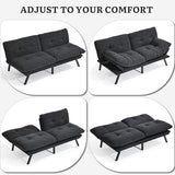 YITAHOME Convertible Futon Sofa Bed with Adjustable 3 Color Light Strip, 70" Folding Futon Set for Living Room Home Office Aprtment, Modern Futon Couch with Adjustable Backrest & Armrests, Black YITAHOME