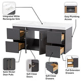 Spring Mill Cabinets Innes 48 Inch Floating Bathroom Vanity with White Single Sink Top, 2-Door Cabinet, 4 Soft-Close Drawers, 48.5" W x 18.75" D x 22.25" H, Cement Spring Mill Cabinets