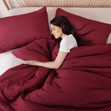 ROSGONIA Queen Comforter Set Dark Red,3pcs Bedding Comforter Sets(1 Boho Red Comforter & 2 Pillowcases) All Season Lightweight Bedspread Blanket Quilt ROSGONIA