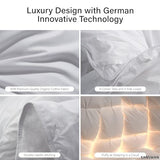 Luxury Goose Down Comforter King Size, 750 Fill Power All Season Fluffy Duvet Insert, 56oz Medium Weight, Soft Cotton Fabric, Hotel Bedding Comforter with Corner Tabs, 106 x 90 Inch SANSWAN
