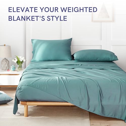 YnM Exclusive Cooling Duvet Cover for Weighted Blankets with 16 Strings (Sea Grass, 48"x72") YnM