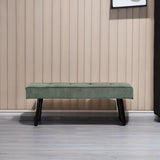 Comfy to go Entryway Bench - Green Bench for Bedroom, Modern Ottoman End of Bed, Corduroy Padded Benches for Living Room, Foyer, Mudroom, Hallway - 39" L x 14" W x 17" H Comfy to go