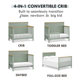 DaVinci Shea 4-in-1 Convertible Crib in Light Sage and Honey, GREENGUARD Gold Certified DaVinci