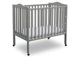Delta Children Folding Portable Mini Baby Crib with 1.5-inch Mattress - Greenguard Gold Certified, Grey Delta Children