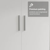 Madesa 6 Doors 6 Drawers Storage Cabinet Wardrobe with Shelves and Hanging Space 94" L Wooden Armoire Closet Organization Unit for Bedroom and Office (White) Madesa