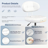 Misolant Vanity Chair with Back, Small Armless Cute office Chair with wheels and Lumbar support, Comfy PU Leather Desk Computer Chairs with Adjustable Height, 360°Swivel for Home Bedroom Office, White Misolant
