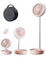Gaiatop Portable Pedestal Fan 16000mAh Battery [Max 74h Runtime], Foldable Oscillating Standing Fan, Collapsible Desk Fans, LED Light, Case & Remote Control, 4 Speeds for Outdoor Travel Camping (Pink) Gaiatop